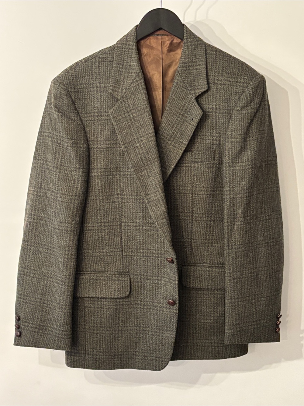 Vintage Wool Blazer Size 40 Green Plaid 100% Wool